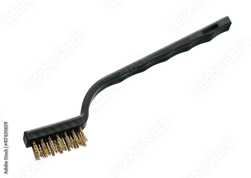 Plastic brass brush (with clipping path) isolated on white background
