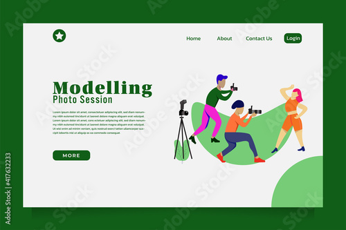 vector illustration, Concept of landing page on photo modelling theme, photography Landing page template, website. Easy to edit and customize.