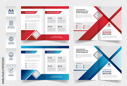 Abstract colorful corporate business bifold brochure template design for creative, corporate company bifold leaflet, magazine, annual report, booklet, business plan print & promotion