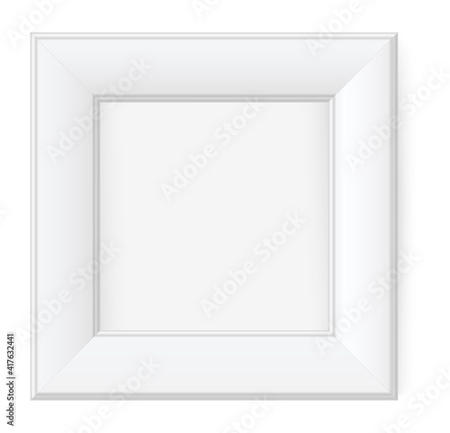 Presentation square picture frame design with shadow on transparent background. 3D Board Banner Stand on isolated clean blank table Vector illustration EPS 10 for photo  image  text promotional