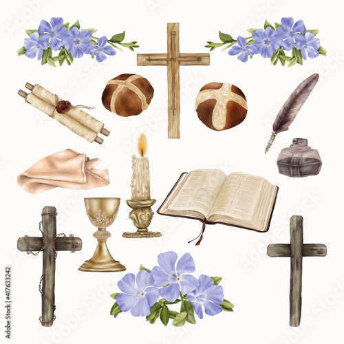 Religious Easter Clipart Crosses, Bible With Spring Blue Flowers

Religious Easter Clipart Crosses, Bible With Spring Blue Flowers

