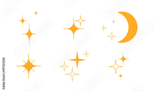 collection set of moon and stars. sun logo in boho style icon and symbol. vector element illustration for decoration in modern minimalist style. bohemian nature design.
