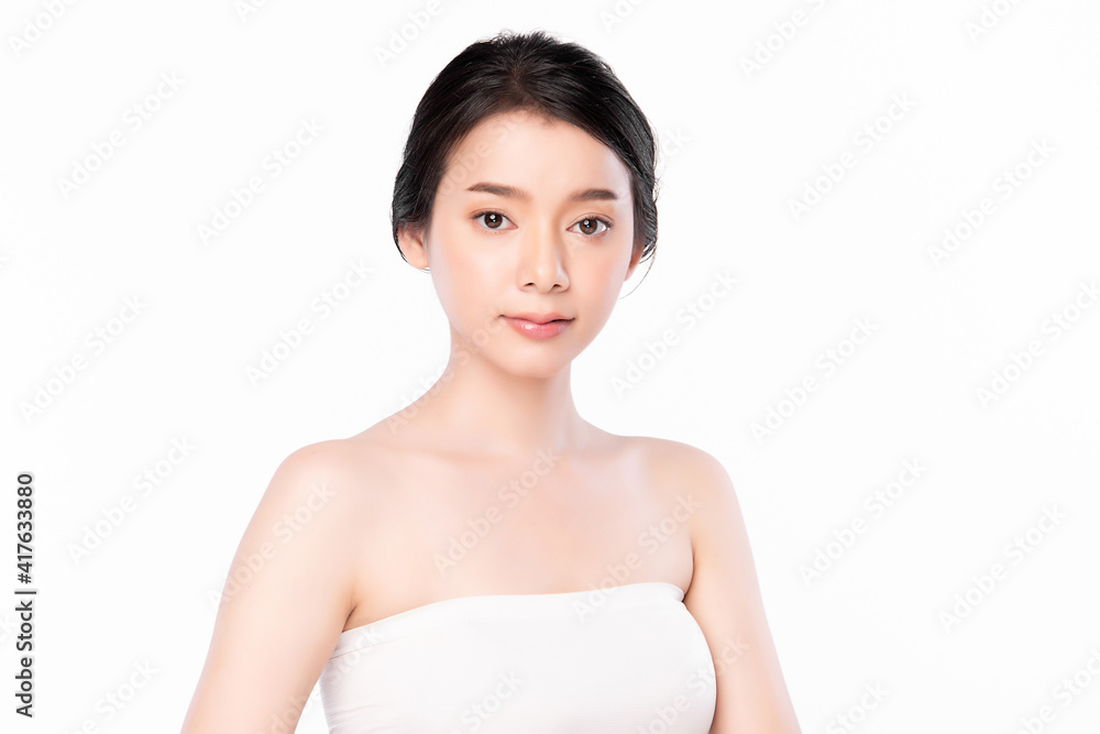 Beautiful young asian woman with clean fresh skin on white background, Face care, Facial treatment, Cosmetology, beauty and spa, Asian women portrait Beautiful young asian woman with clean fresh skin on white background, Face care, Facial treatment, Cosmetology, beauty and spa, Asian women portrait