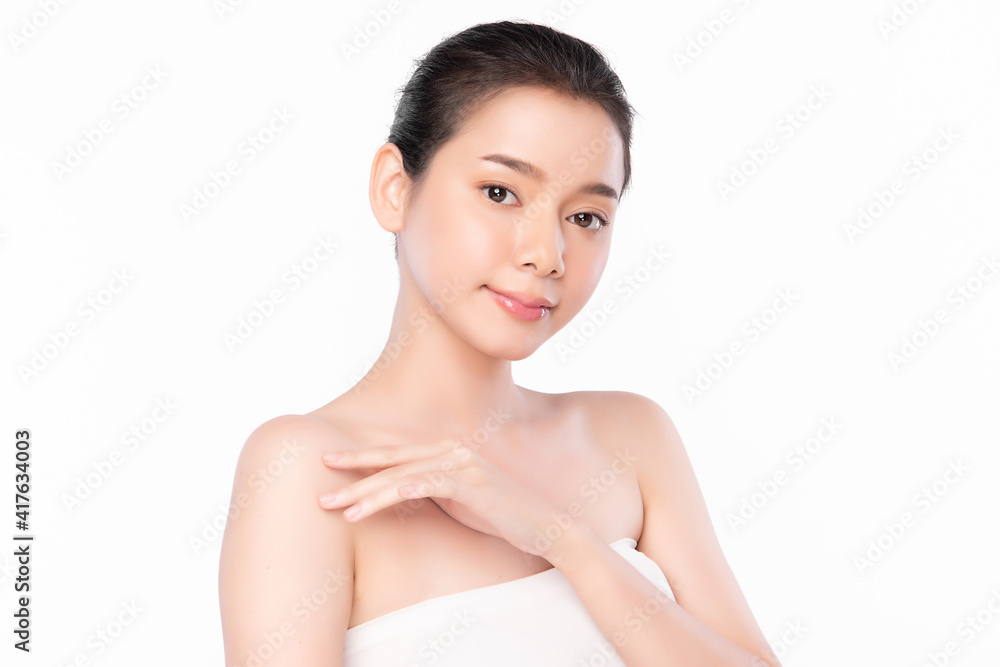 Beautiful young asian woman with clean fresh skin on white background, Face care, Facial treatment, Cosmetology, beauty and spa, Asian women portrait Beautiful young asian woman with clean fresh skin on white background, Face care, Facial treatment, Cosmetology, beauty and spa, Asian women portrait