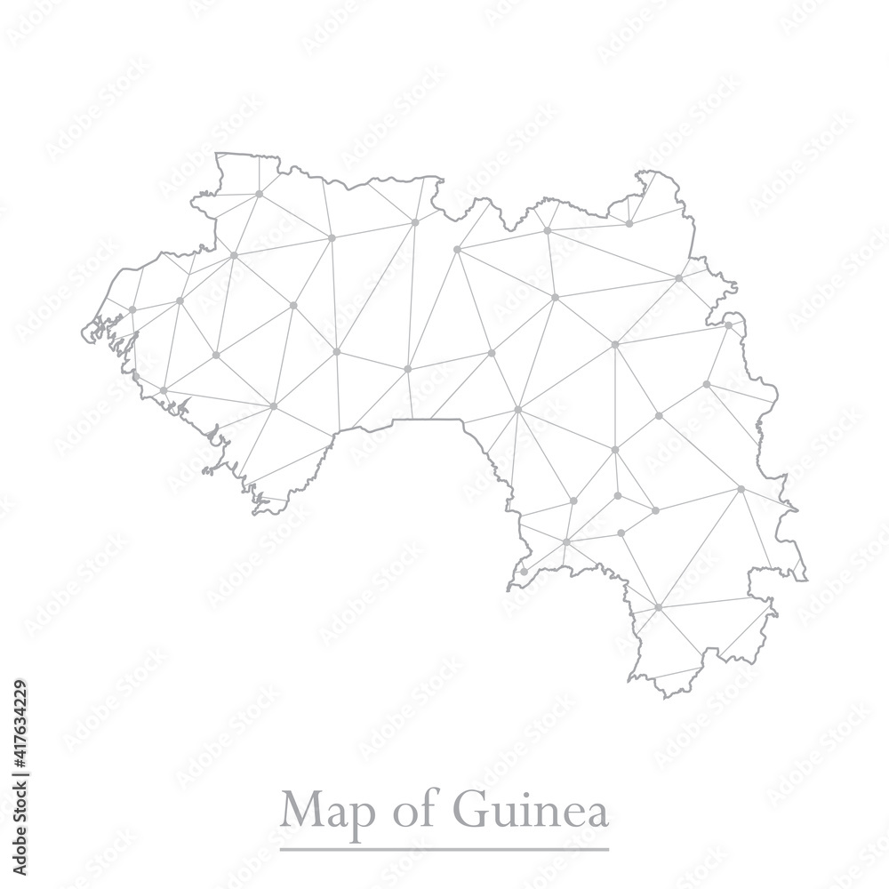 Vector map of Guinea with trendy triangles design polygonal abstract. Vector illustration eps 10. Vector map of Guinea with trendy triangles design polygonal abstract. Vector illustration eps 10.