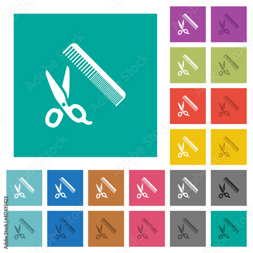 Wallpaper Mural Comb and scissors square flat multi colored icons Torontodigital.ca