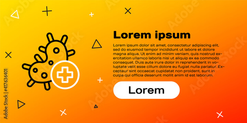 Line Positive virus icon isolated on yellow background. Corona virus 2019-nCoV. Bacteria and germs, cell cancer, microbe, fungi. Colorful outline concept. Vector Illustration.