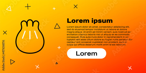 Line Khinkali on cutting board icon isolated on yellow background. Traditional georgian dumpling. Colorful outline concept. Vector Illustration.