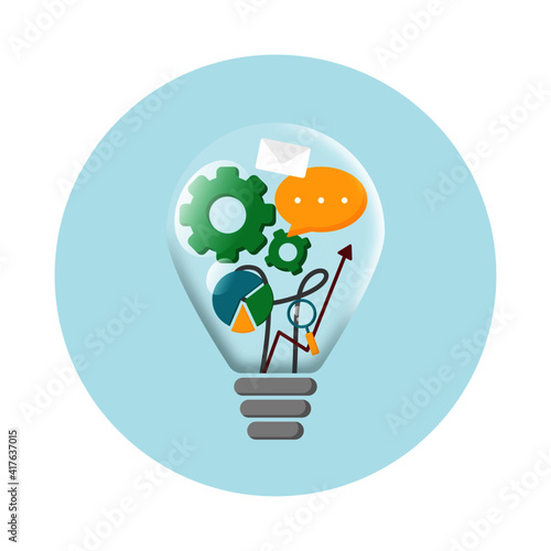 ilustración vectorial de negocios, idea empresarial, innovación y creatividad