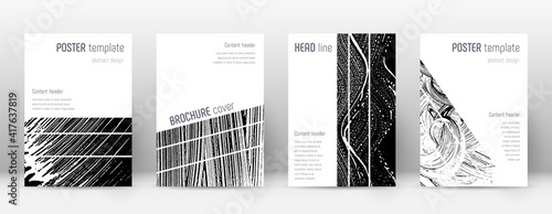 Cover page design template. Geometric brochure layout. Bizarre trendy abstract cover page. Black and