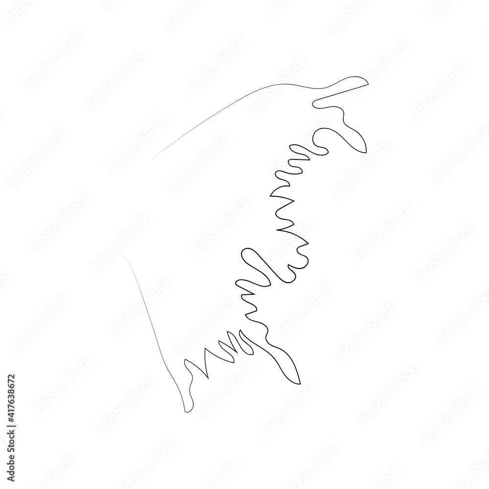 Flying bird continuous line drawing element isolated on white background for logo or decorative element.