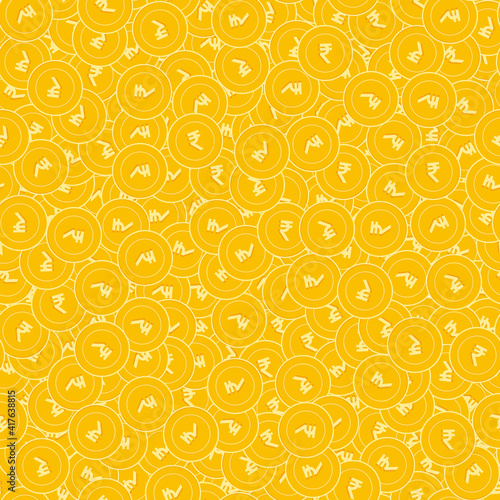 Indian rupee coins seamless pattern. Fantastic scattered INR coins. Big win or success concept. Indi