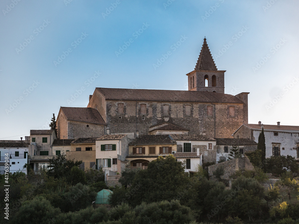 church and village of Sineu, majorca, spain
