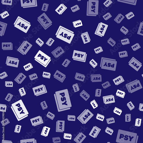 White Psychology icon isolated seamless pattern on blue background. Psi symbol. Mental health concept, psychoanalysis analysis and psychotherapy. Vector.