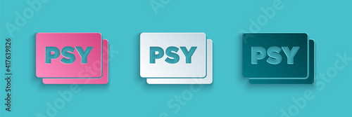 Paper cut Psychology icon isolated on blue background. Psi symbol. Mental health concept, psychoanalysis analysis and psychotherapy. Paper art style. Vector.