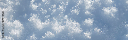 Ice crystals, frozen glitter snow detail as winter background concept.