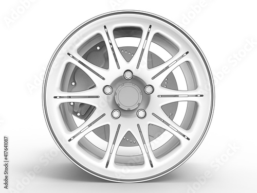 Εκτύπωση καμβά 3D render of an aluminum car disc complete with a brake system (sketch)