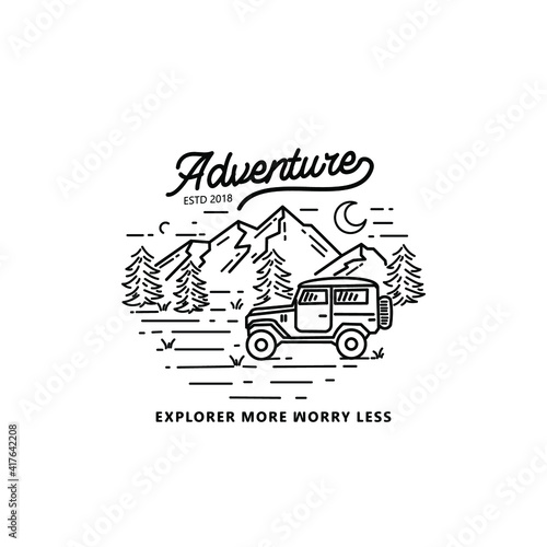 adventure explore more worry less monoline illustration
