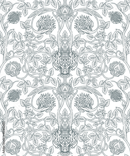 Floral vintage seamless pattern for retro wallpapers. Enchanted Vintage Flowe...