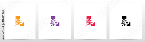 Hibiscus Flower On Letter Logo Design L