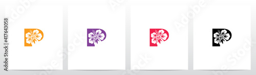 Hibiscus Flower On Letter Logo Design P