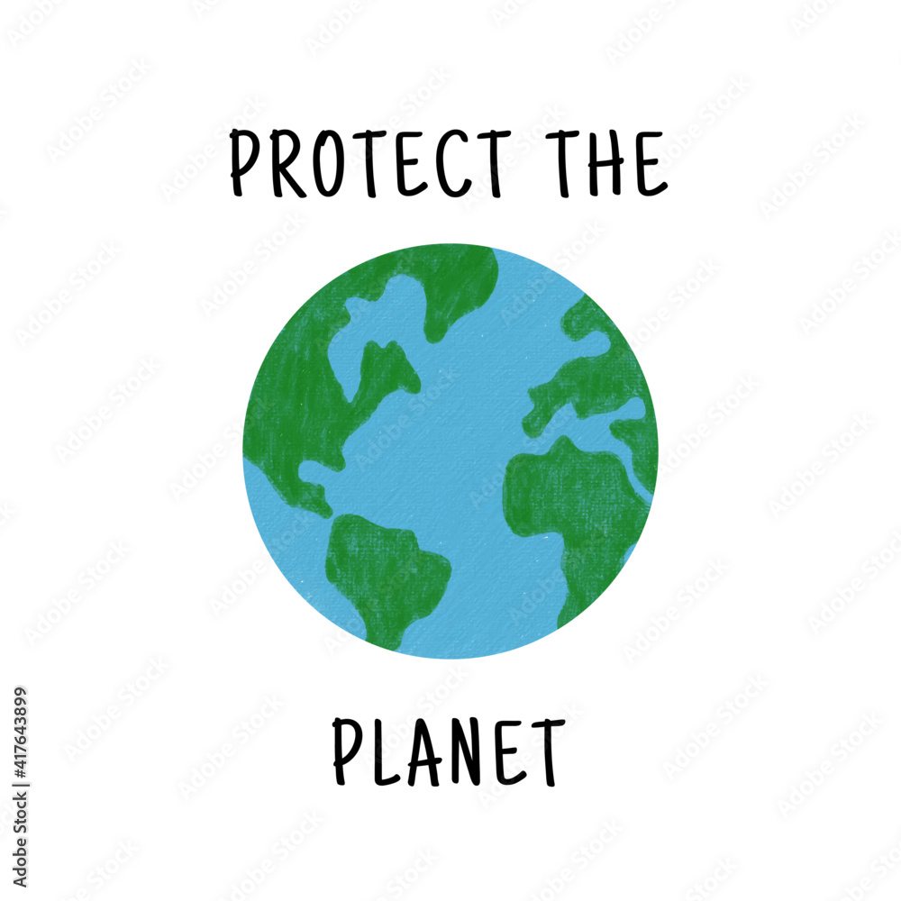 Planet earth eco poster. Earth day concept, world environment day minimalist banner. Vector illustration