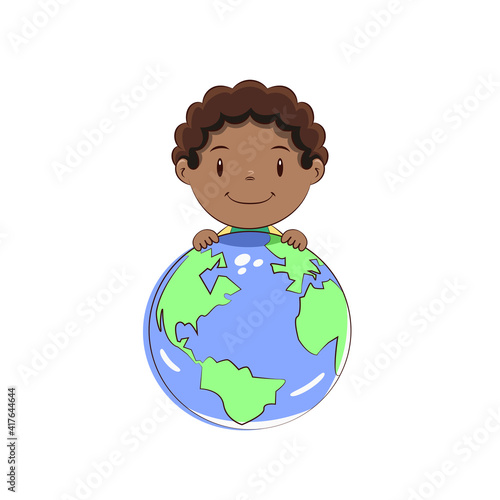Boy holding planet earth