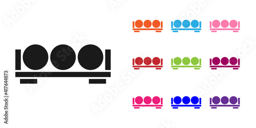 Black Billiard balls on a stand icon isolated on white background. Billiard balls on a shelf. Set icons colorful. Vector.