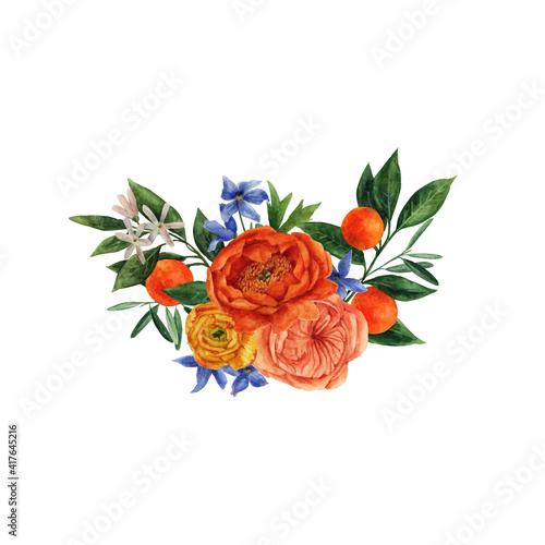 Bouquet of flowers in watercolor