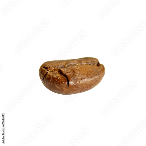 Roasted coffee bean close-up isolated on a white background