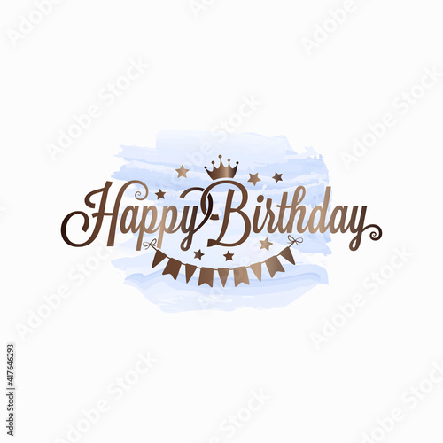 Happy Birthday watercolor Card On white Background