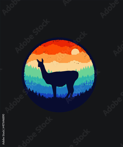 Peru llama moon night vector, icon, image, template graphic design.