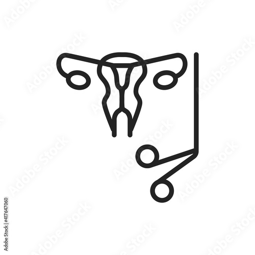 Cervical biopsy color line icon. Outline pictogram for web page.