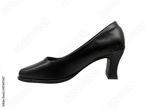Women's black high heel shoe isolated on white background with clipping path.