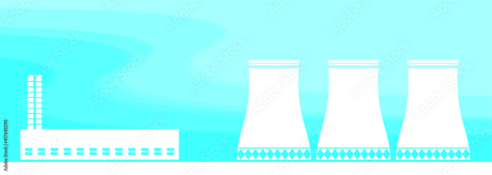 white nuclear power plants on a blue background, vector illustration white nuclear power plants on a blue background, vector illustration