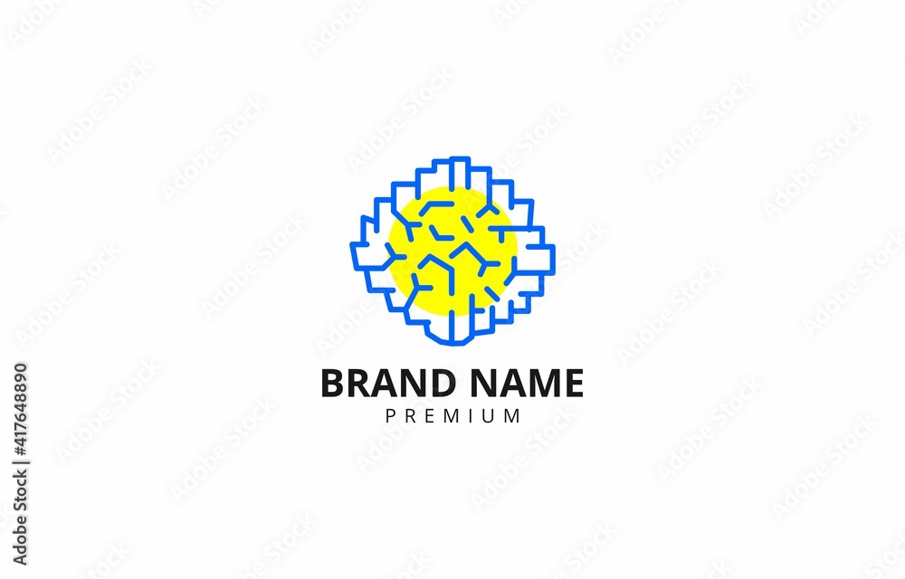 Vector of Brain Technology Logo Design Template