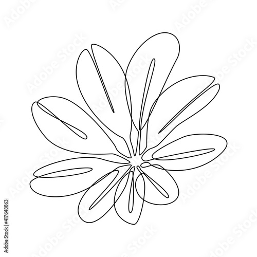 Exotic Flower Continuous one line drawing with abstract pastel shape. Modern botany minimalist poster with blossom. Vector illustration for icon, poster, logo element or shirt print © Olga Rai