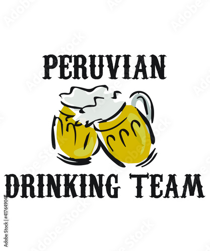 Peruvian beer peru graphic design custom typography vector for t-shirt, banner, festival, brand, company, business, logo, club  fun, bar, website, in a high resolution editable printable file.