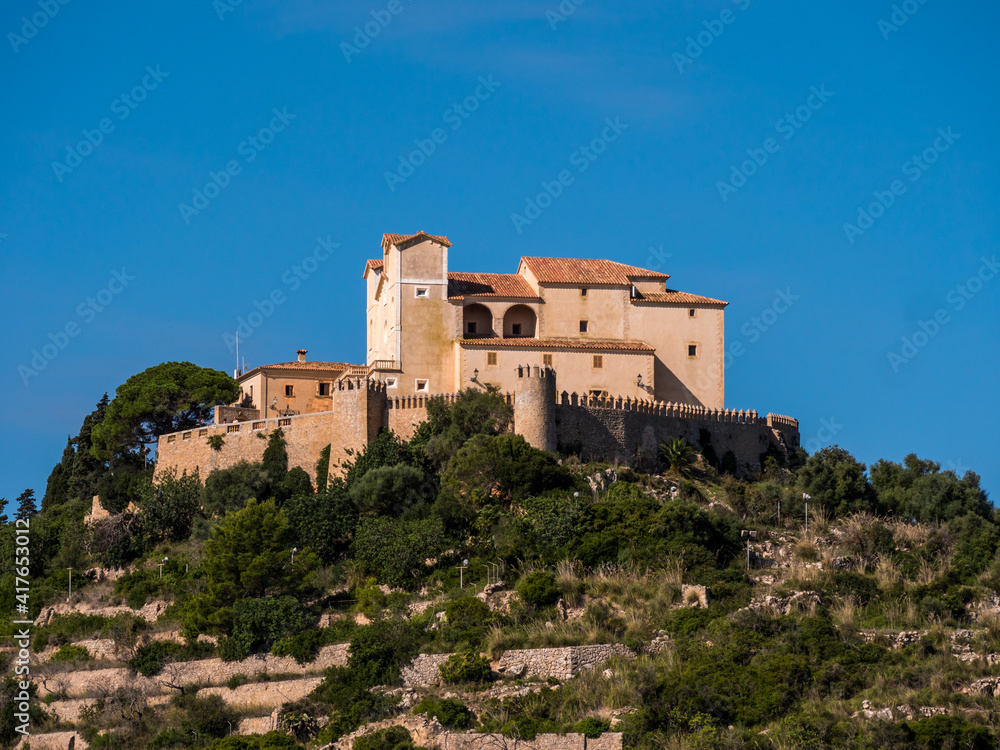 view of the mediterranean  village of Artà and the Almudaina d'Artà,  in majorca, balearics, spain