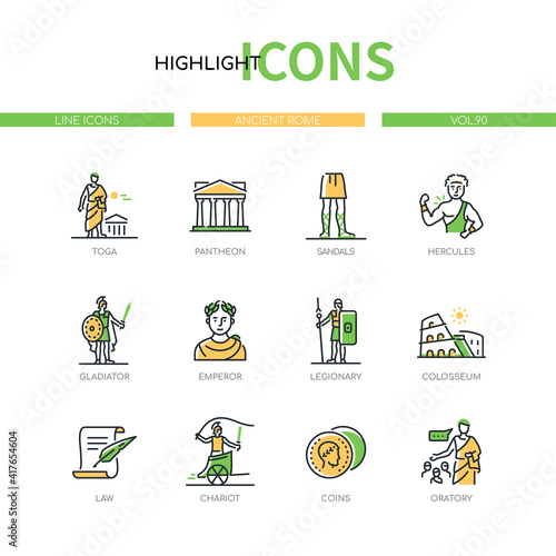Ancient Rome - modern line design style icons set
