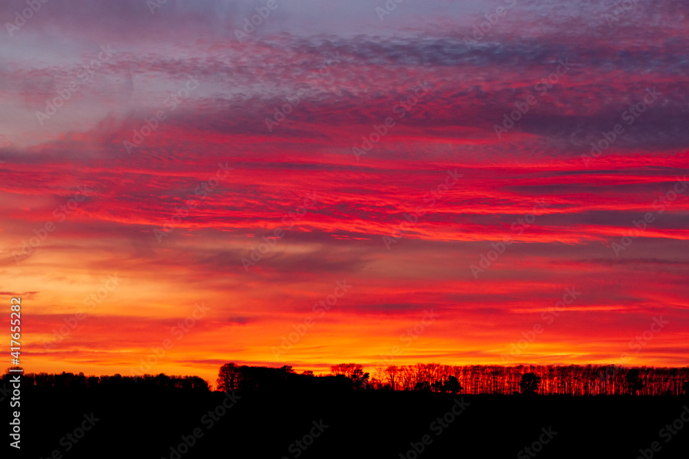 Beautiful sunset sky with clouds.