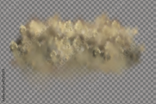 Realistic vector illustration.Sandstorm, a cloud of dust or sand flying .