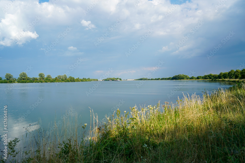 Danube river and its old waters are photographed in Bavaria near Regensburg