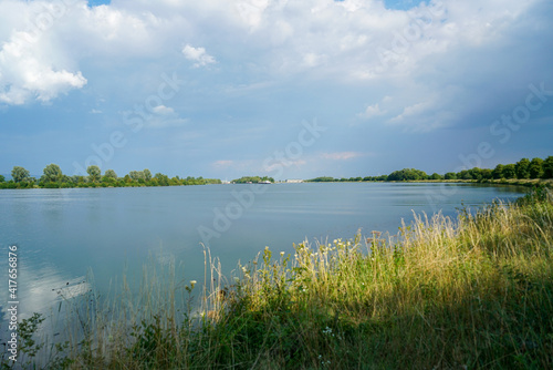 Danube river and its old waters are photographed in Bavaria near Regensburg