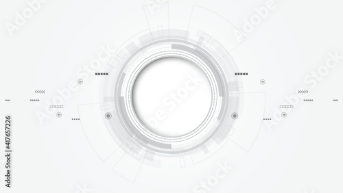  Grey white Abstract technology background with various technology elements Hi-tech communication concept innovation background Circle empty space for your text