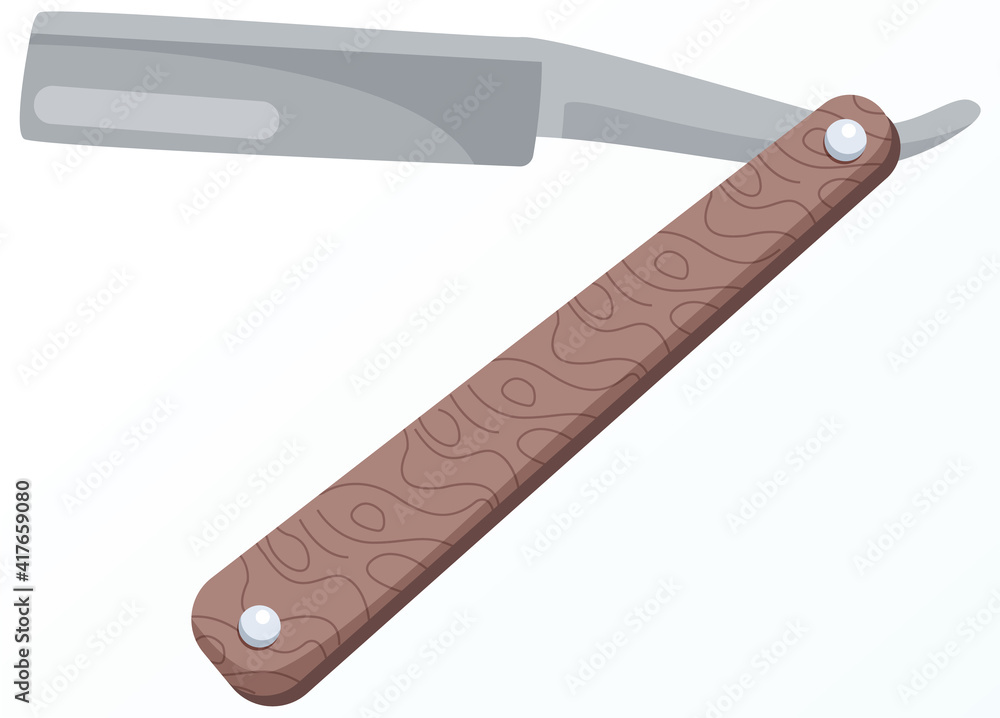 Straight razor icon. Shaver tool with dangerous blade. Flat manual shaving razor from hygiene collection isolated on white background. Personal hygiene item, hairdresser or barber shop cut tool Straight razor icon. Shaver tool with dangerous blade. Flat manual shaving razor from hygiene collection isolated on white background. Personal hygiene item, hairdresser or barber shop cut tool