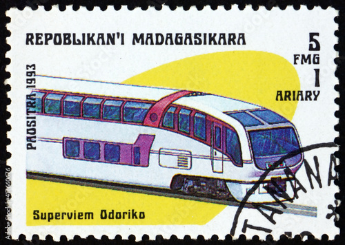 Postage stamp Malagasy 1993 Super view Odoriko, train