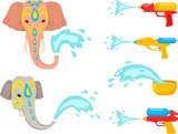 Set of icons for Water Splash Songkran Festival, Thai New Year's day