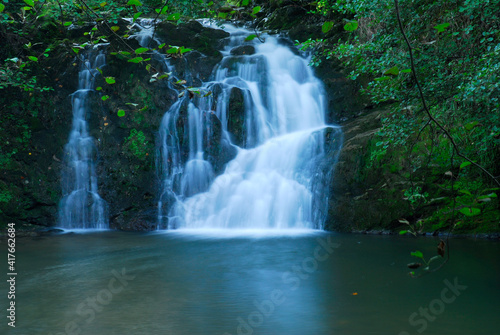 Waterfall on the Golako river  Arratzu . Urdaibai Biosphere Reserve  Basque Country  Spain