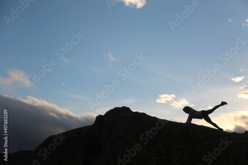 woman push upsin the mountain outdoors